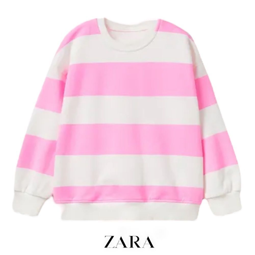 ZARA Kids | Neon Pink | NEON STRIPED SWEATSHIRT